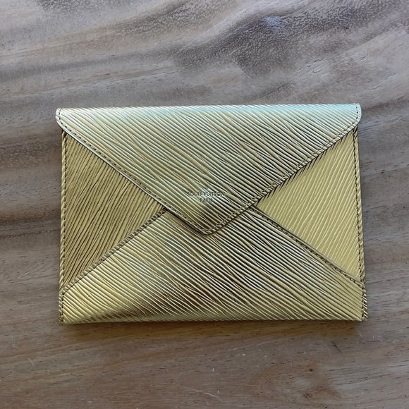 Louis Vuitton Gold Metallic Leather Envelope Wallet